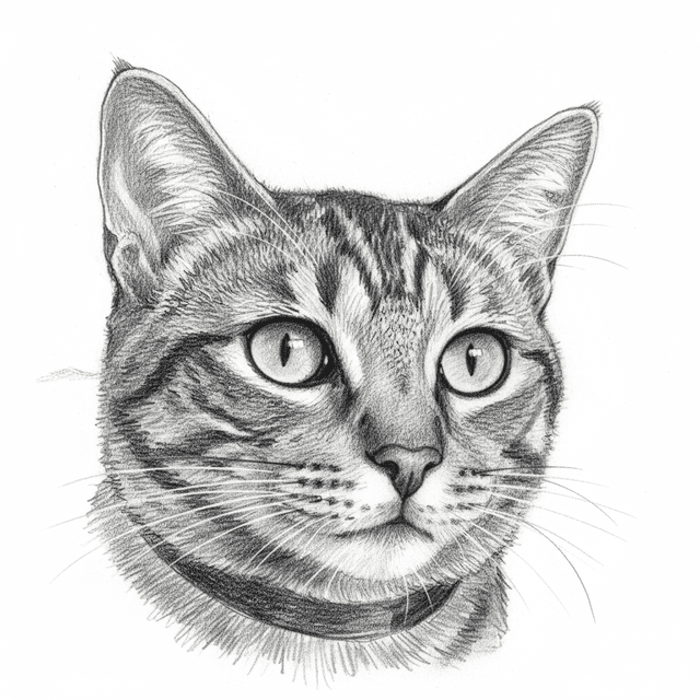 Pencil Sketch art style applied to the cat photo
