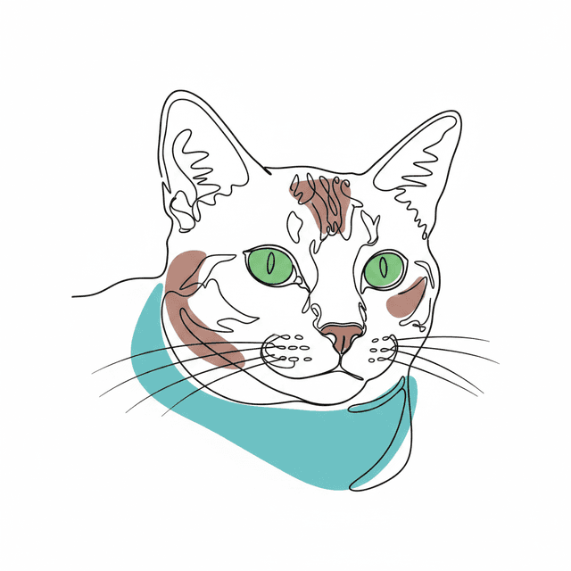 Single Line art style applied to the cat photo